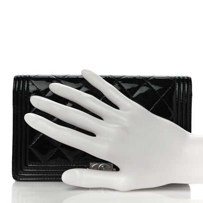 Chanel Patent Calfskin Quilted Boy Yen Wallet Black 2 of 9