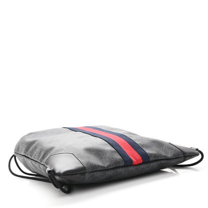Gucci Soft GG Supreme Monogram Appia Calfskin Web Drawstring Backpack Black 4 of 10