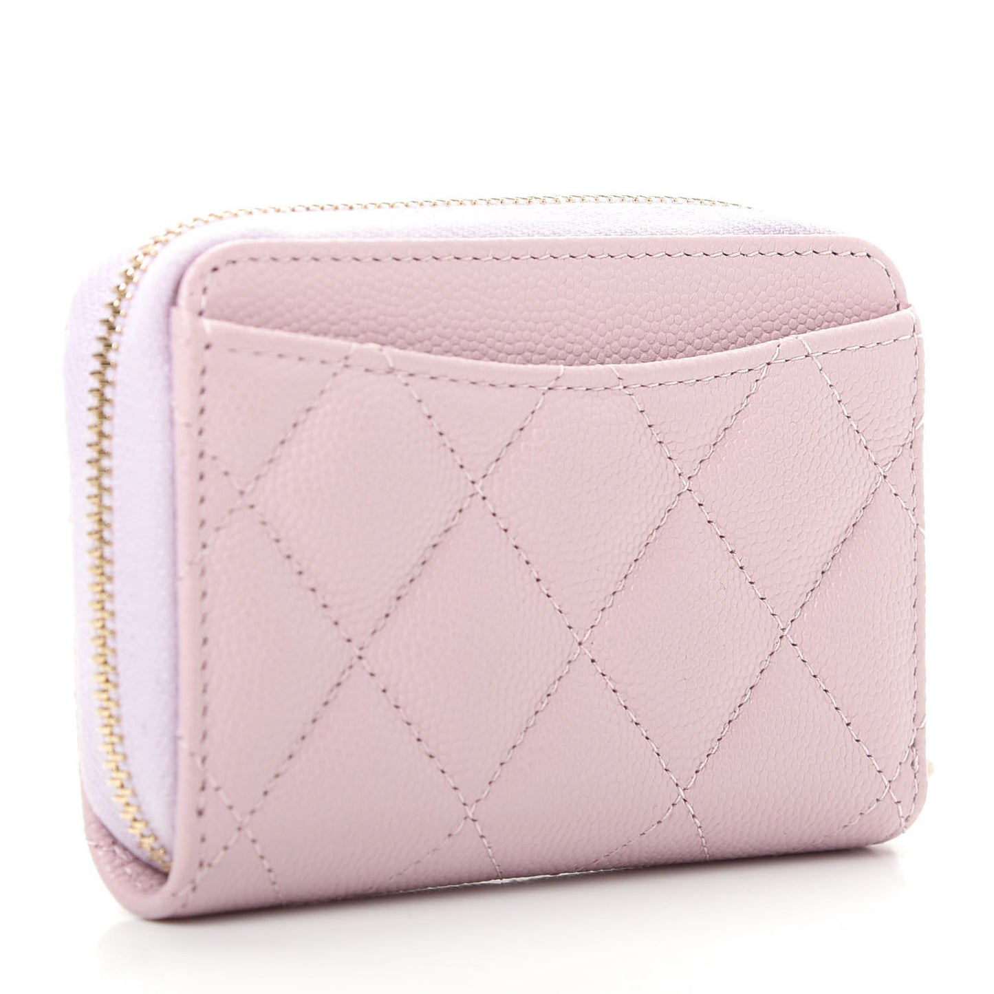 Caviar Quilted Zip Coin Purse Light Pink