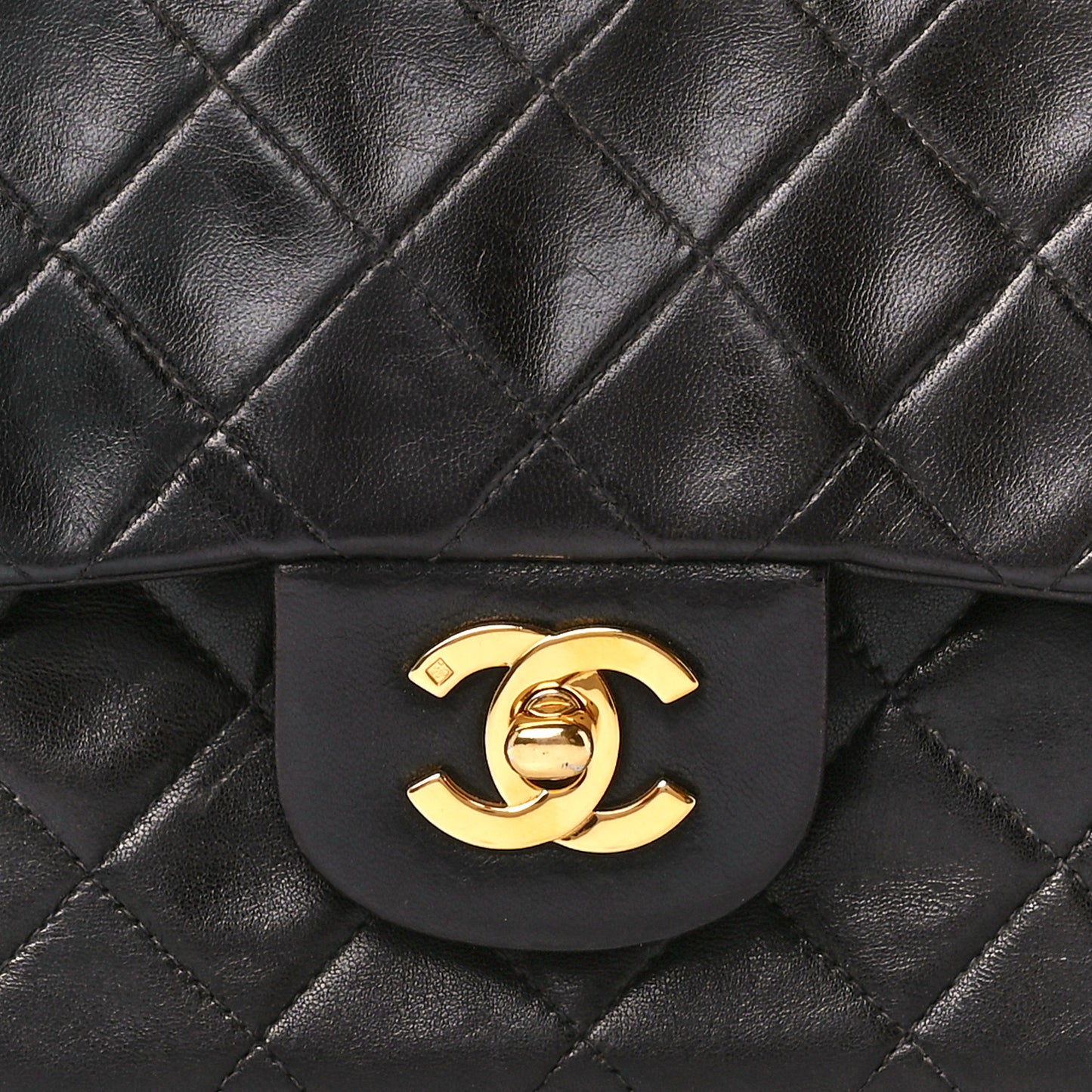 Lambskin Quilted Small Double Flap Black