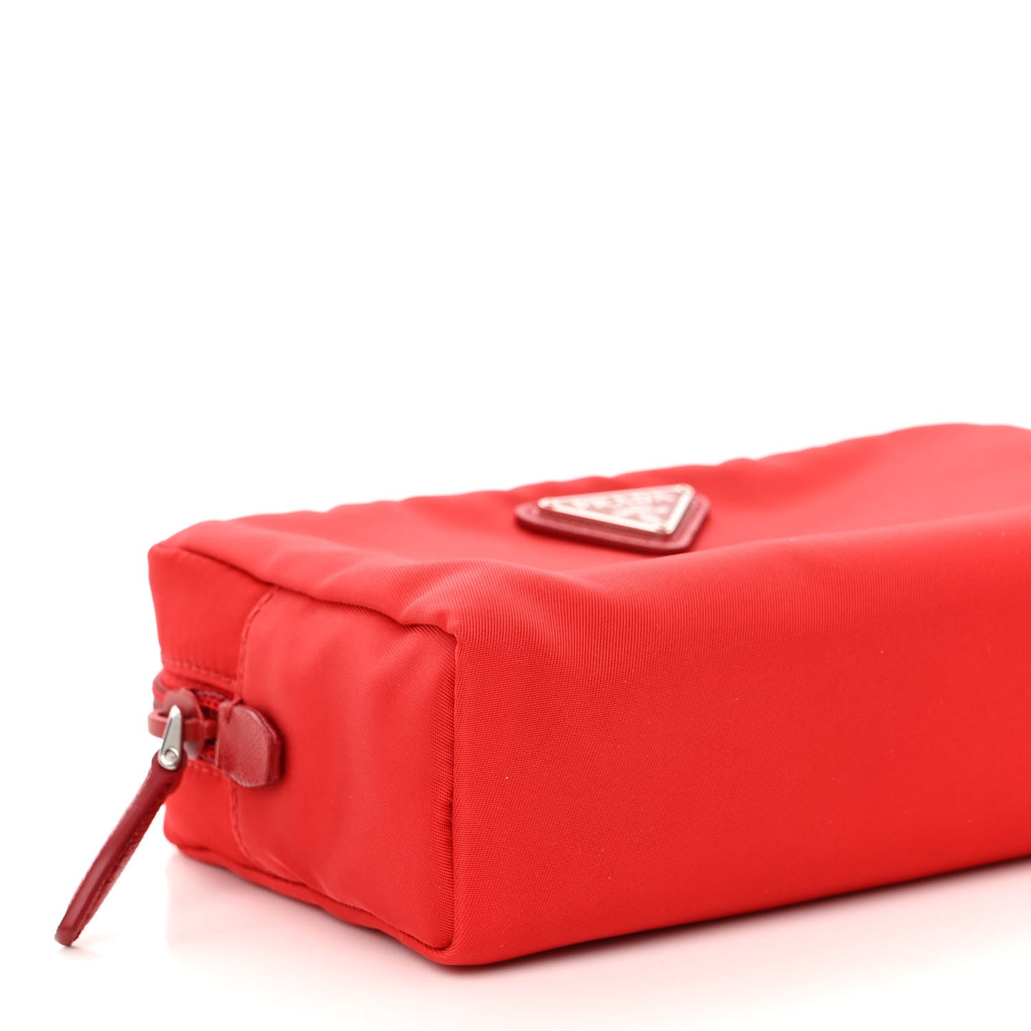 Tessuto Nylon Vela Saffiano Necessaire Wristlet Pouch Rosso