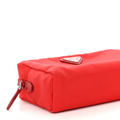 Prada Tessuto Nylon Vela Saffiano Necessaire Wristlet Pouch Rosso 9 of 10