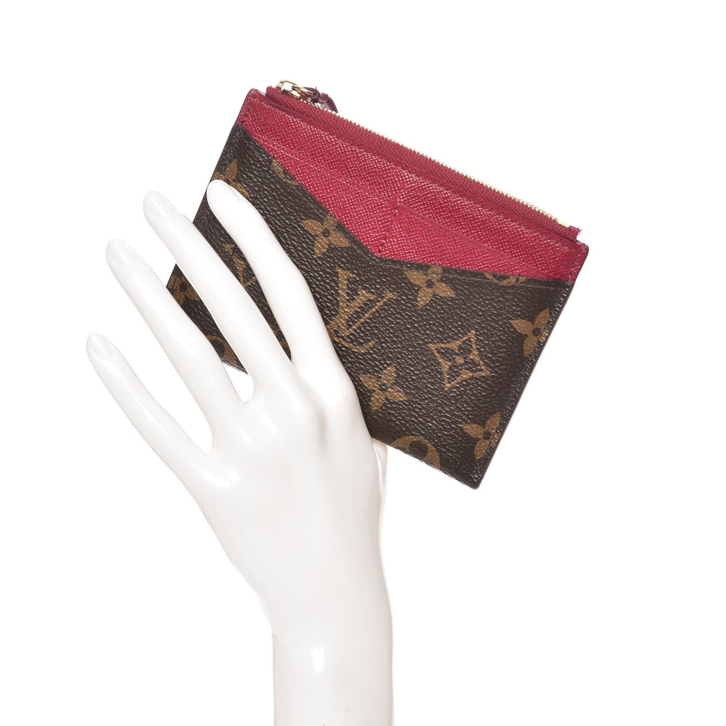 Monogram Zipped Card Holder Fuchsia