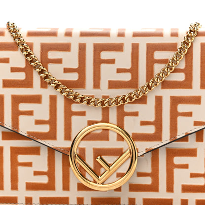 Fendi Vitello Soft F is Fendi Bi-Color FF 1974 Embossed Medium Envelope Wallet On Chain Camelia Saddler 8 of 10