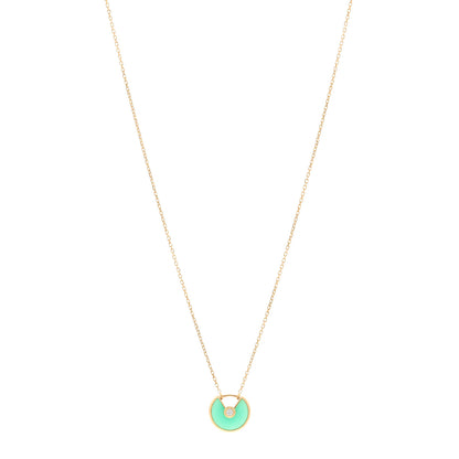 Cartier 18K Yellow Gold Diamond Chrysoprase XS Amulette de Cartier Pendant Necklace 1 of 4