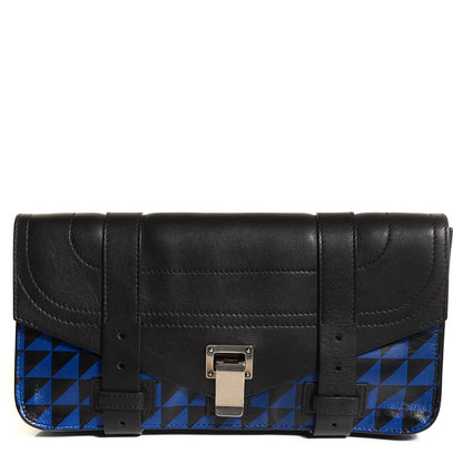 Proenza Schouler Triangle Print Calfskin PS1 Pochette Clutch Black Royal Blue 1 of 8