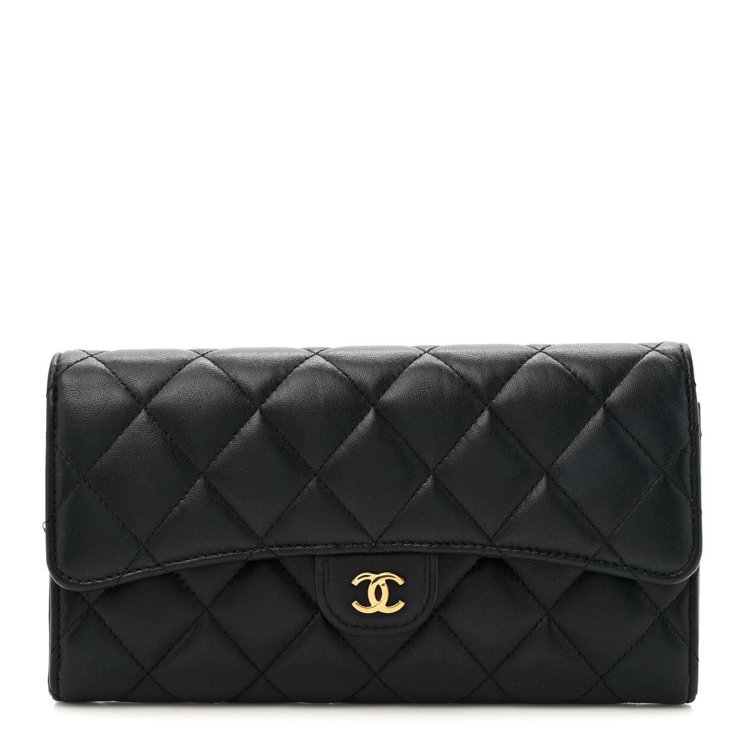 Chanel Lambskin Quilted Large Flap Wallet Black 1 of 11