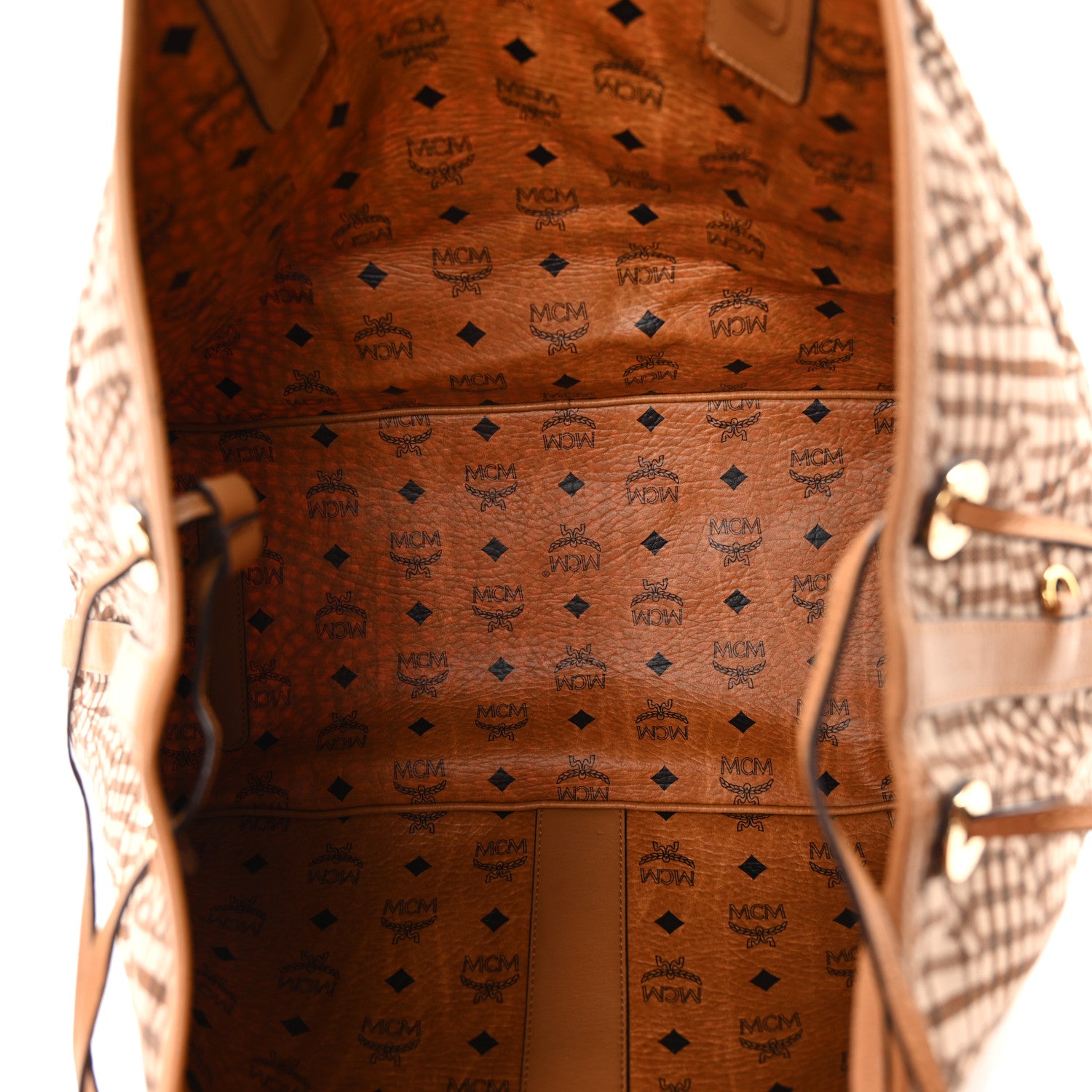 MCM Visetos Large Liz Reversible Shopper Tote Cognac 1751099