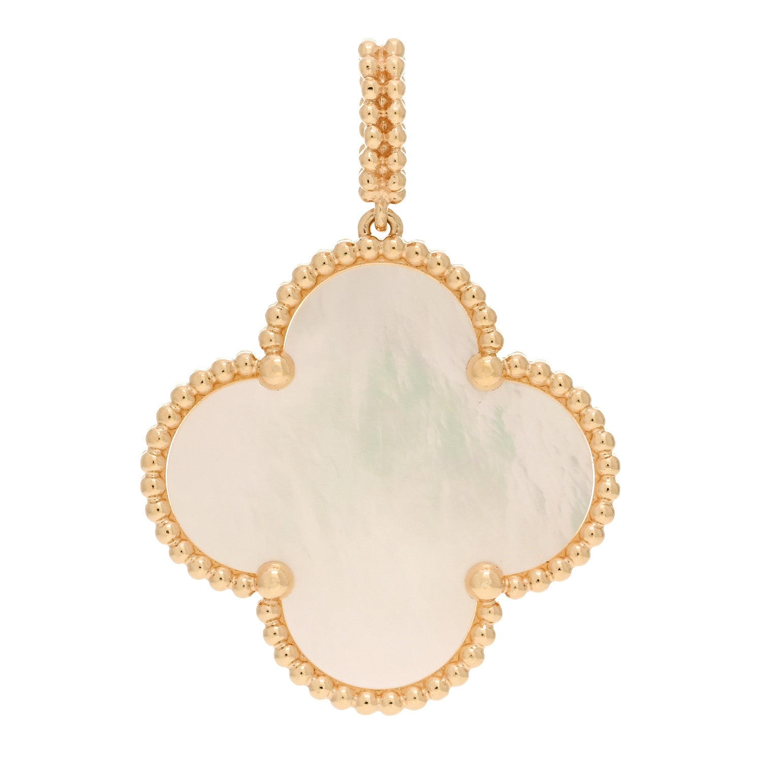 Van Cleef & Arpels 18K Yellow Gold Mother of Pearl Magic Alhambra Pendant 1 of 3