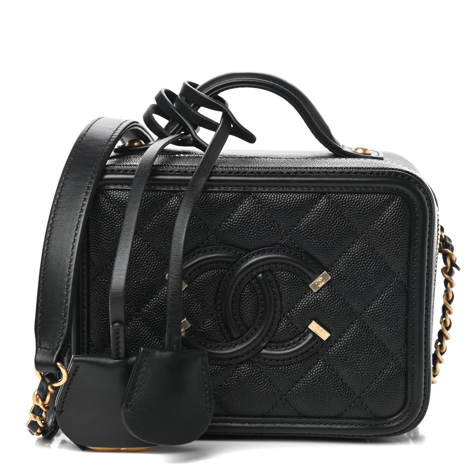 Chanel Caviar Quilted Small CC Filigree Vanity Case Black 1 of 9
