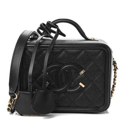Chanel Caviar Quilted Small CC Filigree Vanity Case Black 1 of 9