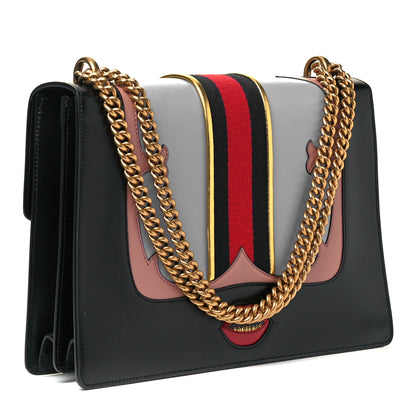 Gucci Calfskin Web Heart Medium GG Marmont Chain Handle Bag Black 3 of 9
