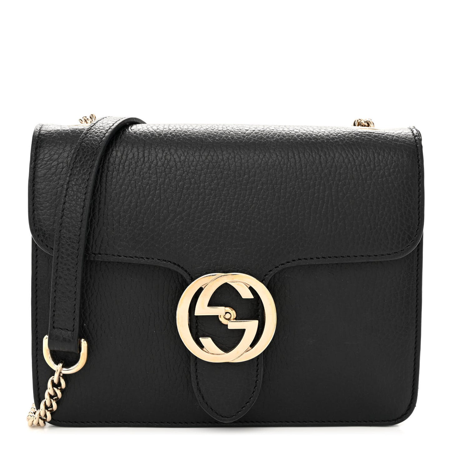 Dollar Calfskin Small Interlocking G Shoulder Bag Black