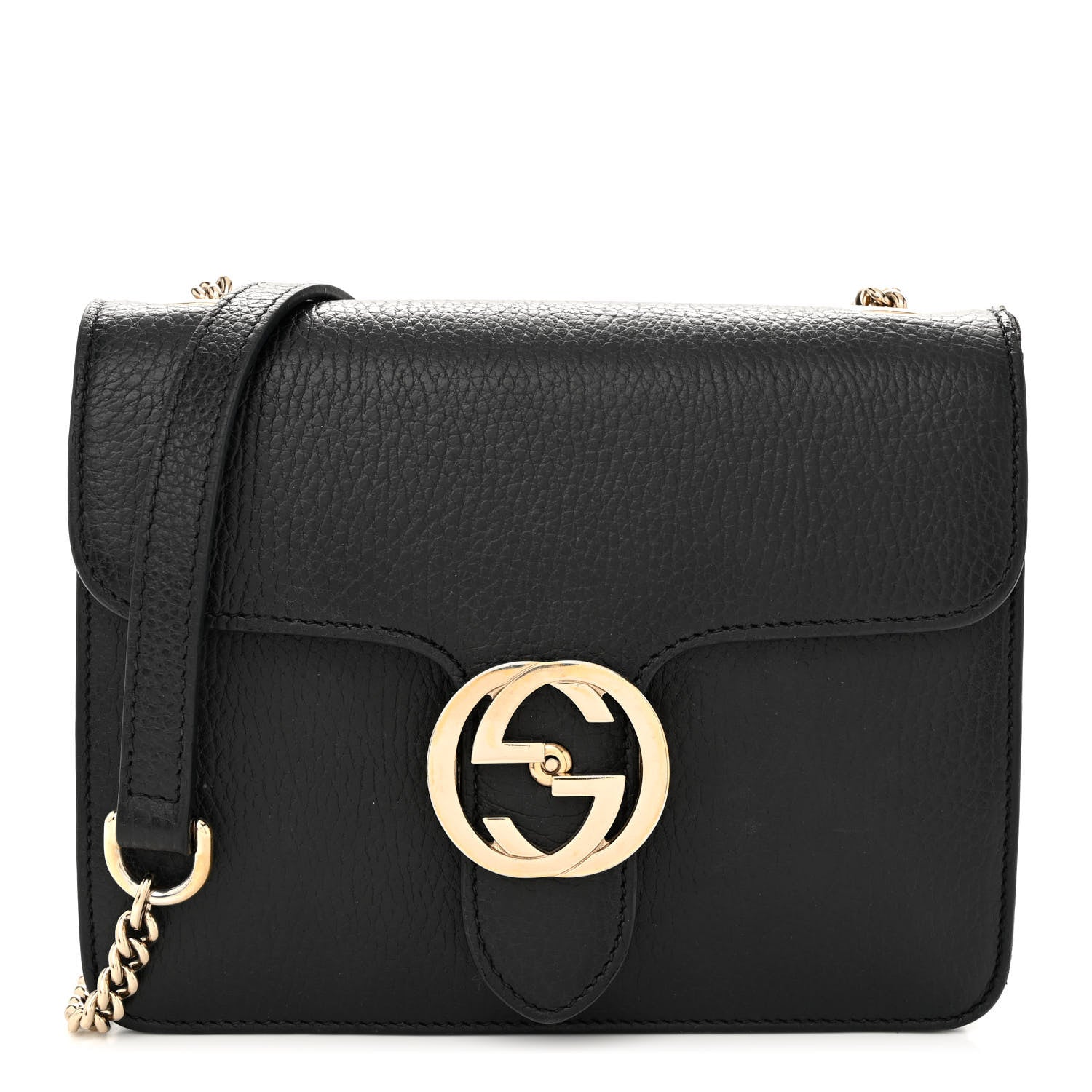 Gucci Dollar Calfskin Small Interlocking G Shoulder Bag Black 1 of 14