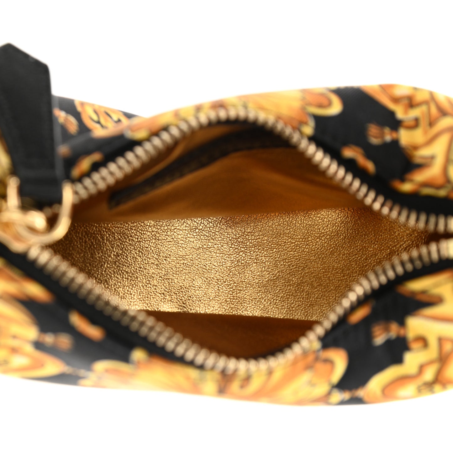 X VERSACE Silk Fendace Baroque Nano Fendigraphy Hobo Charm Black Gold