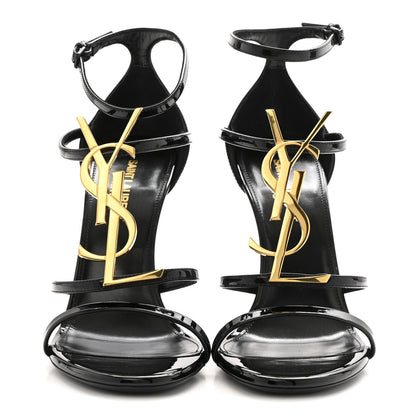 Saint Laurent Patent Cassandra 100 Sandals 38.5 Black 3 of 10