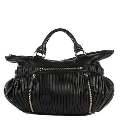 Miu Miu Nappa Plisse Zip Satchel Black 1 of 7
