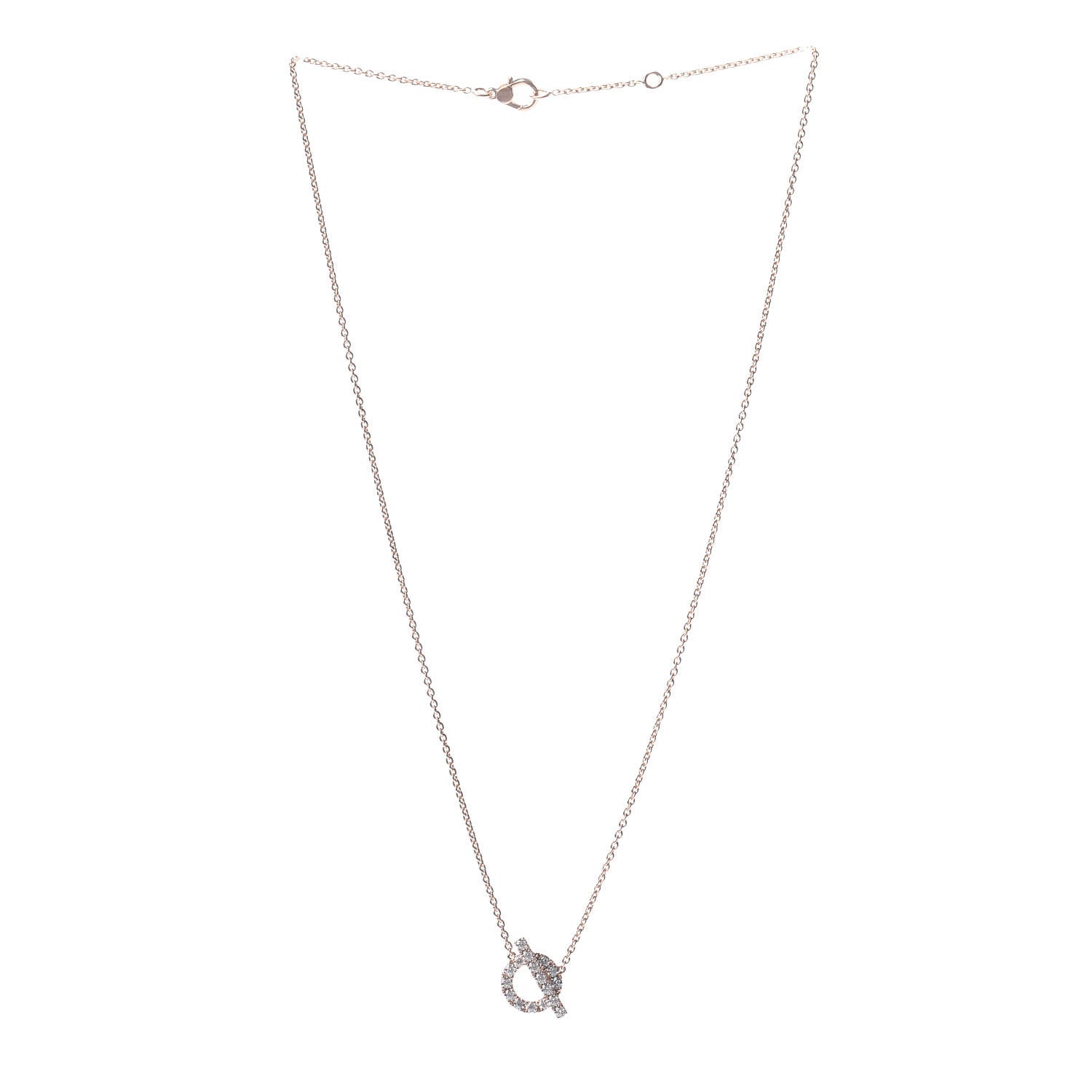 Hermes 18K Rose Gold Diamond Finesse Pendant Necklace 3 of 5