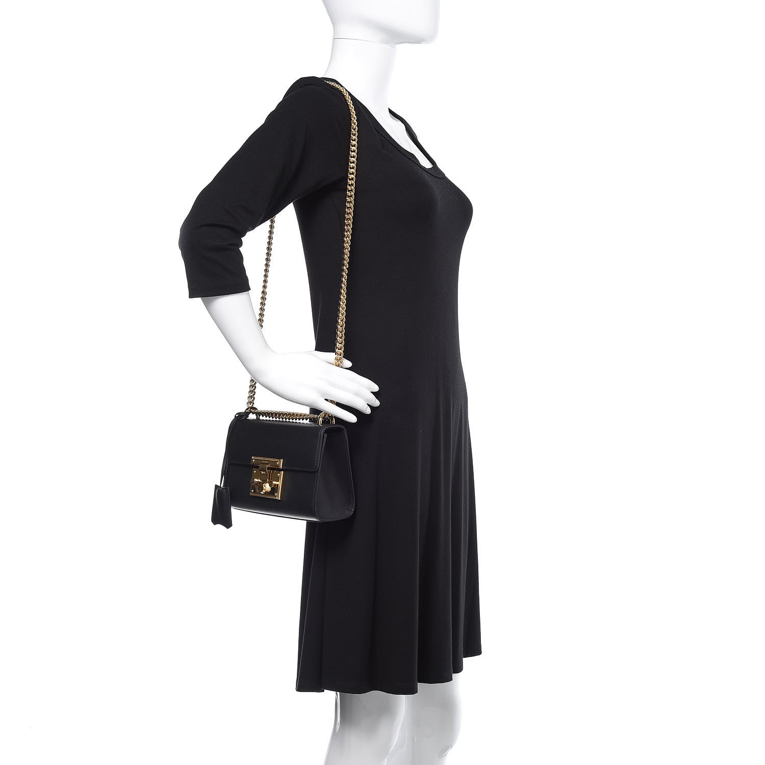 Gucci Calfskin Small Padlock Shoulder Bag Black 2 of 14
