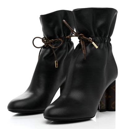 Louis Vuitton Calfskin Monogram Drawstring Ankle Boots 37 Black 3 of 8