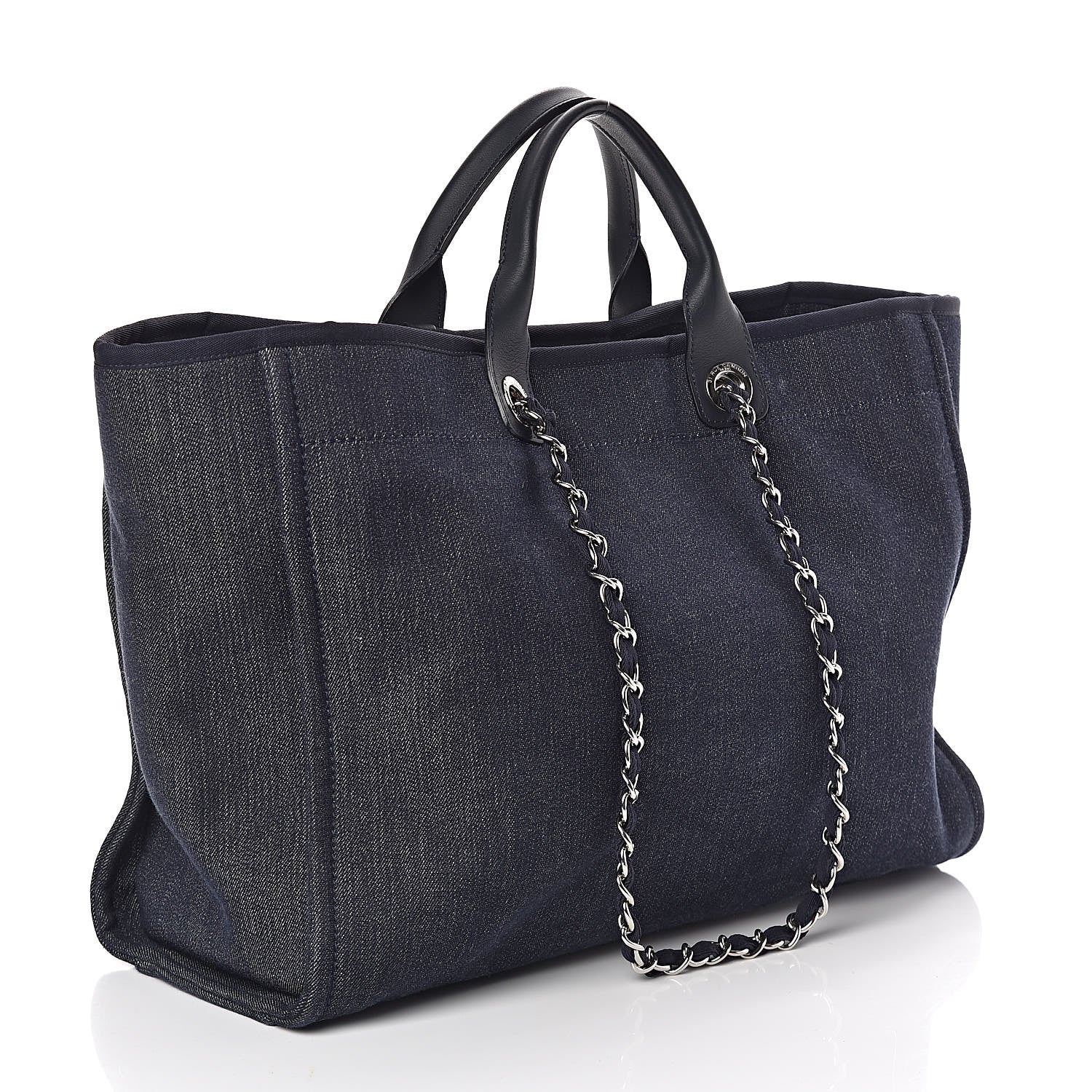 Chanel Canvas Large Deauville Tote Blue Orange 3 of 9