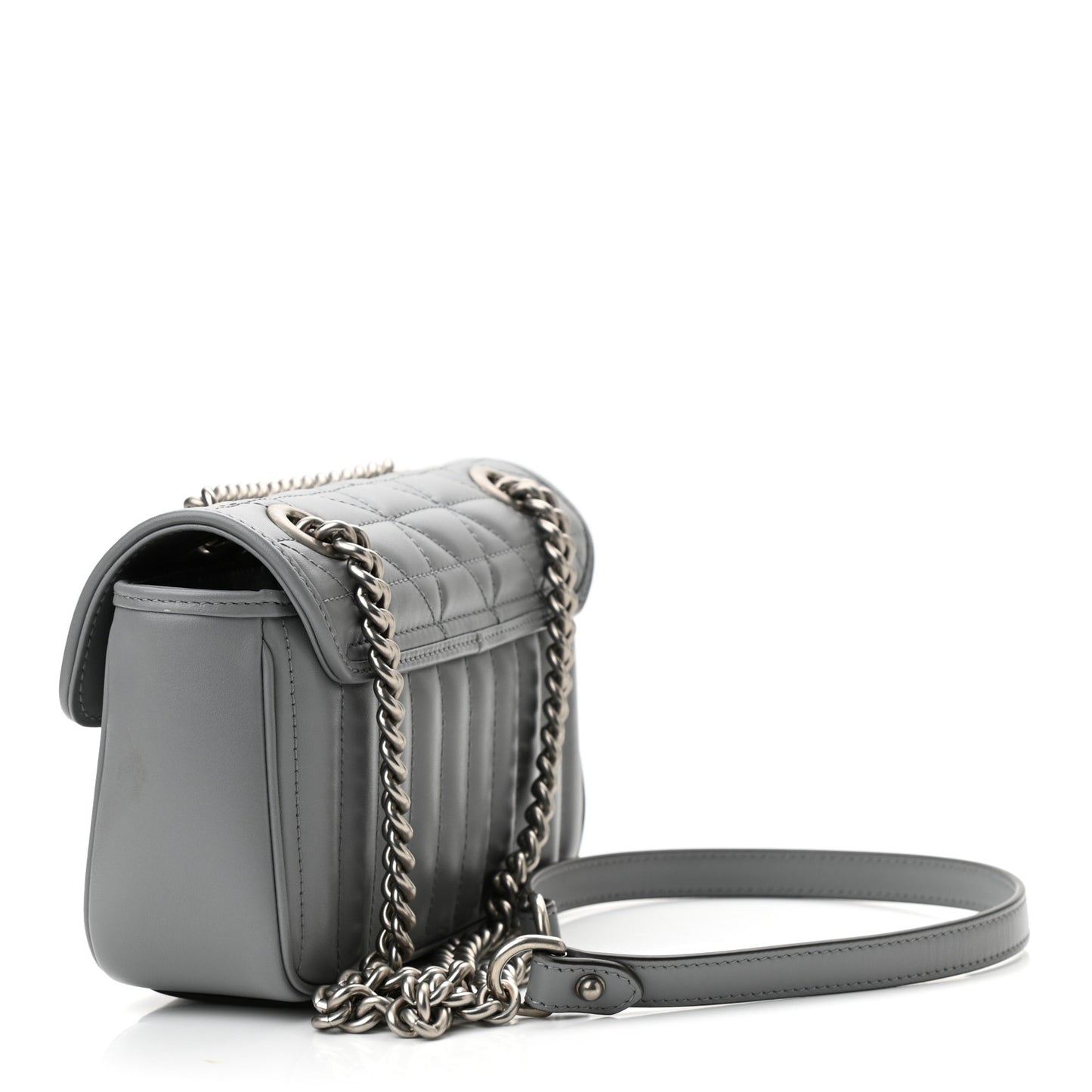 Calfskin Matelasse Aria Mini GG Marmont Shoulder Bag Deep Grey