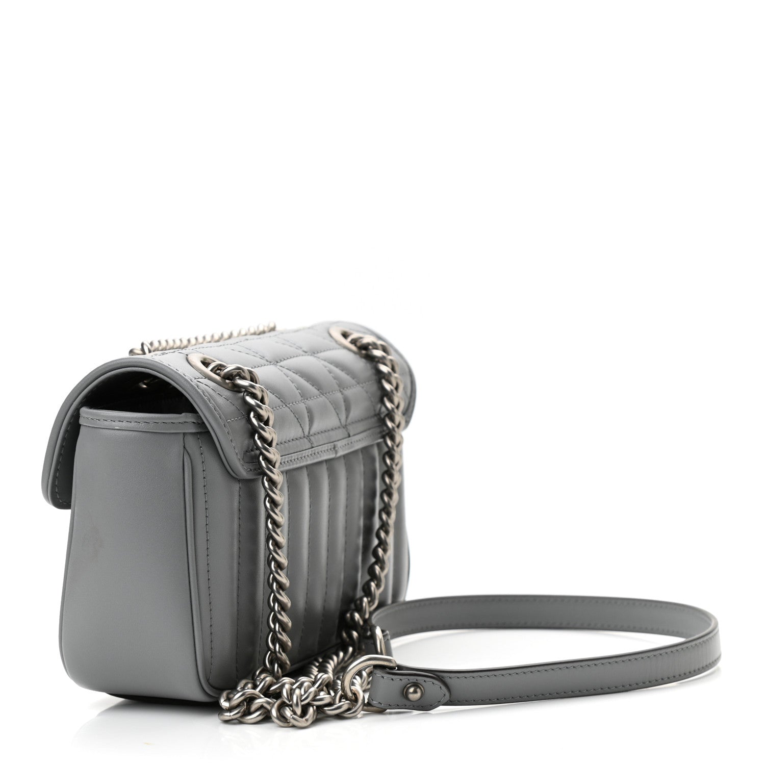 Gucci Calfskin Matelasse Aria Mini GG Marmont Shoulder Bag Deep Grey 2 of 11