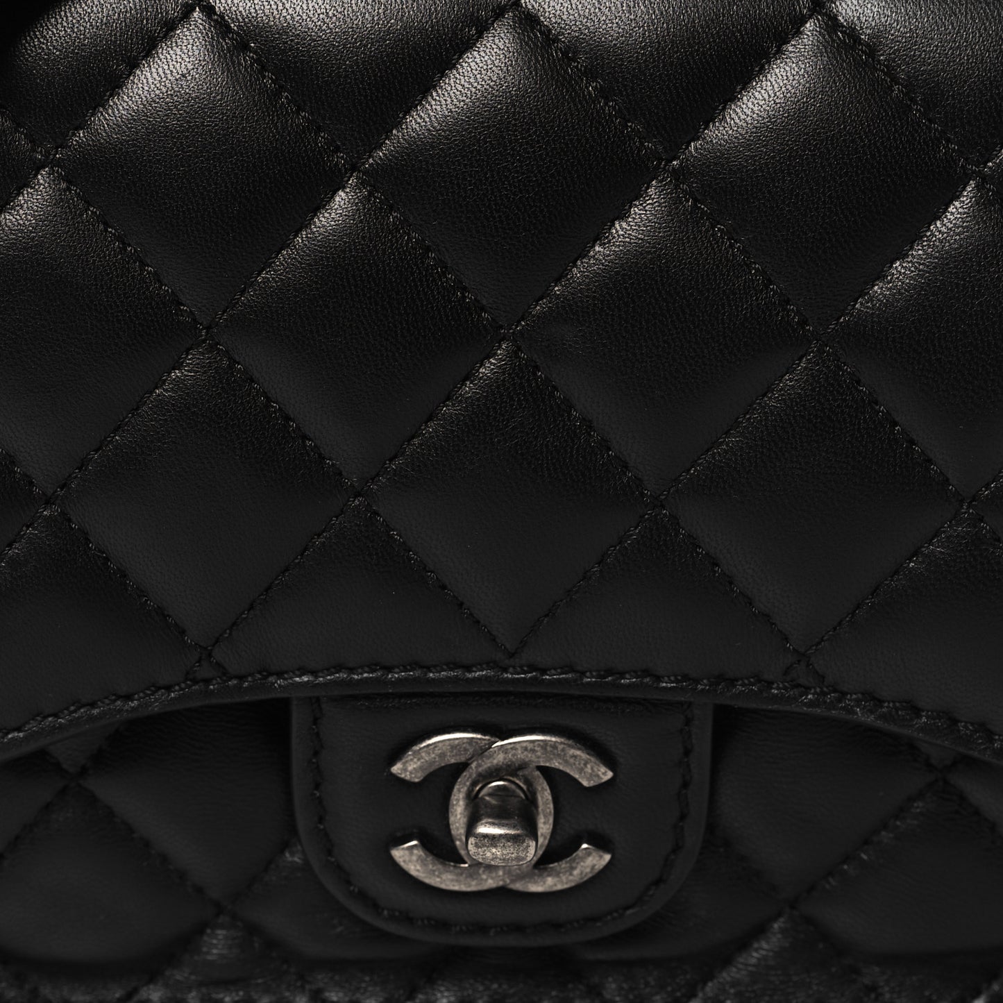 Lambskin Quilted Small Natural CC Flap Black