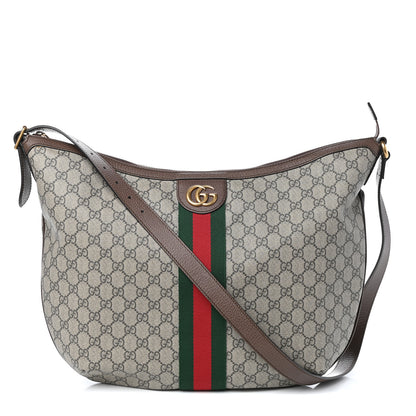 Gucci GG Supreme Monogram Web Ophidia Half Moon Hobo Brown 1 of 9