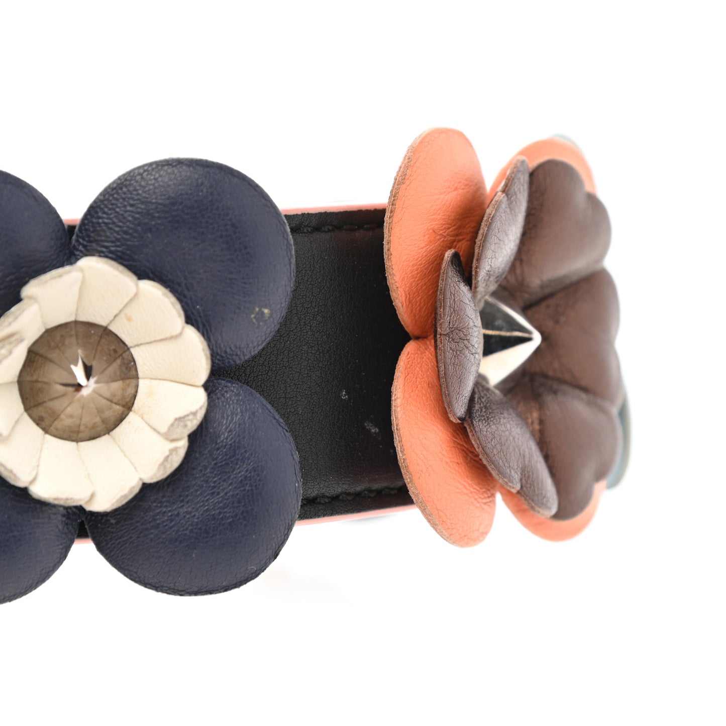 Vitello Dolce Flowerland Bi-Color Studded Strap You Black Sand Multicolor
