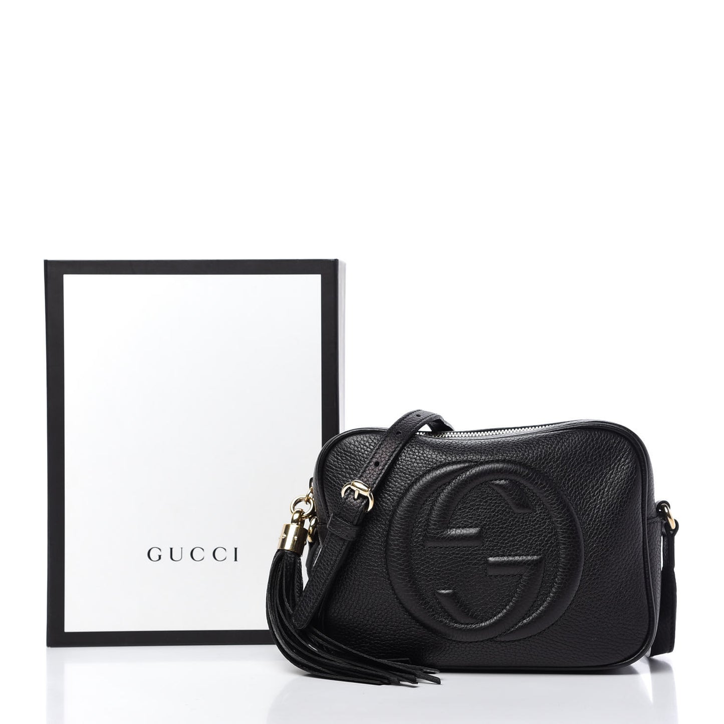 Pebbled Calfskin Small Soho Disco Bag Black