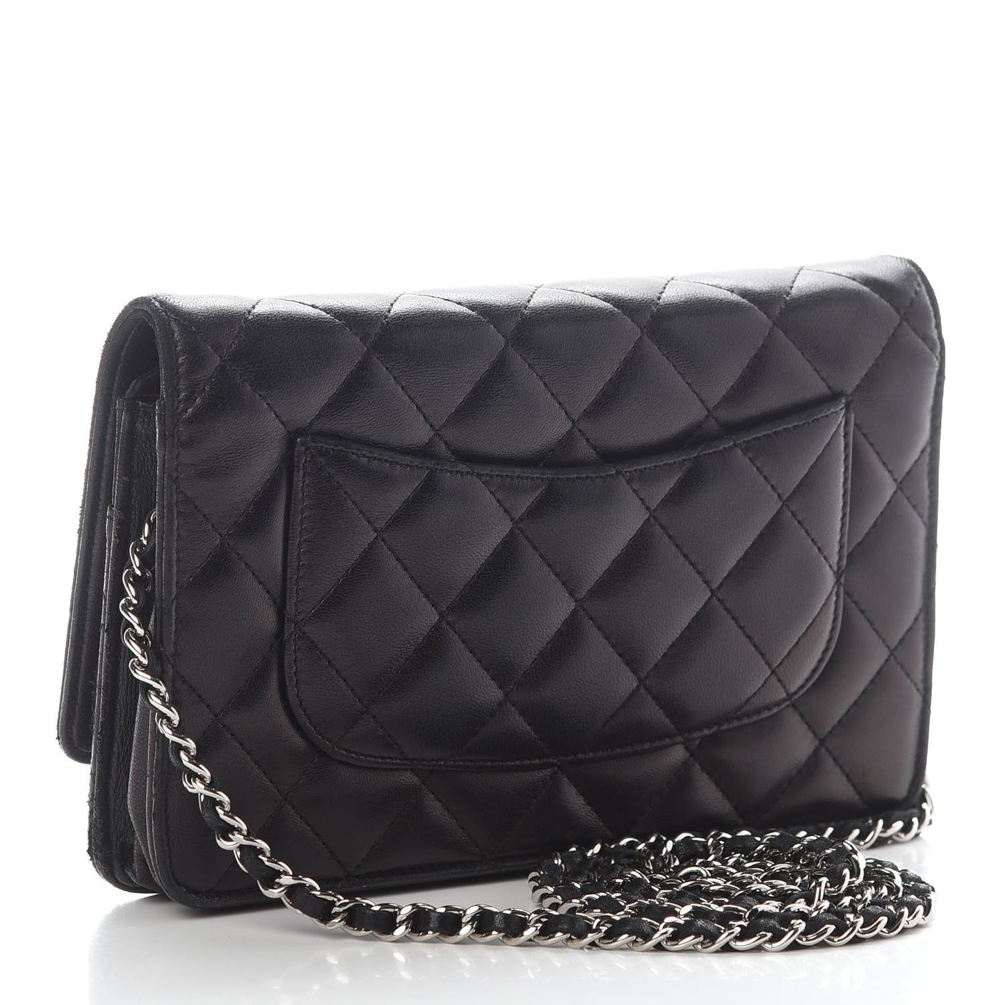 Lambskin Quilted Wallet On Chain WOC Black