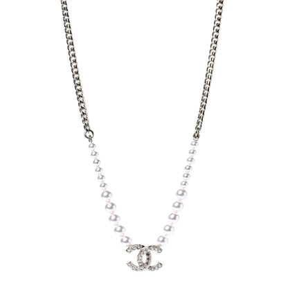 Chanel Pearl Crystal Chain CC Necklace Gold 1 of 4