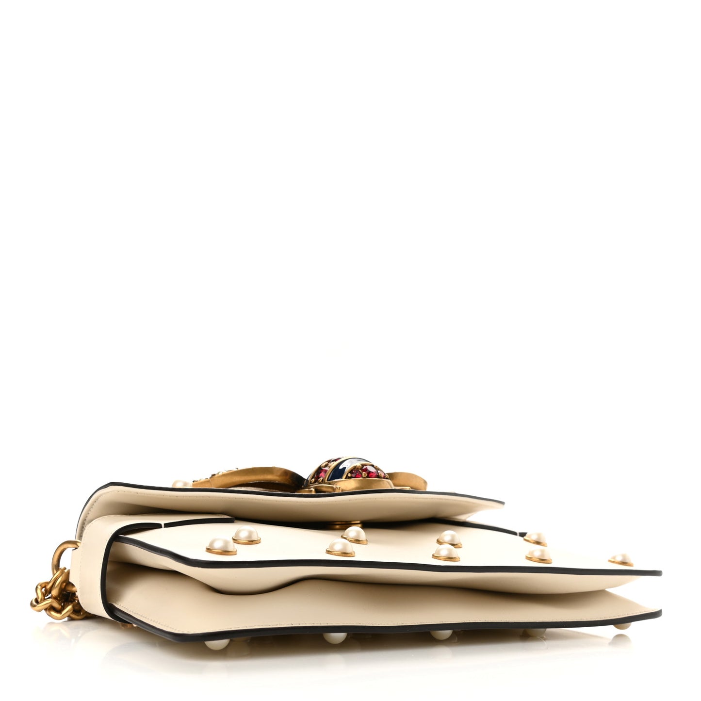 Nappa Pearl Studded Mini Queen Margaret Broadway Shoulder Bag Mystic White