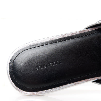Balenciaga Metallic Arena Cagole Flat Slide Sandals 37 Silver 8 of 10