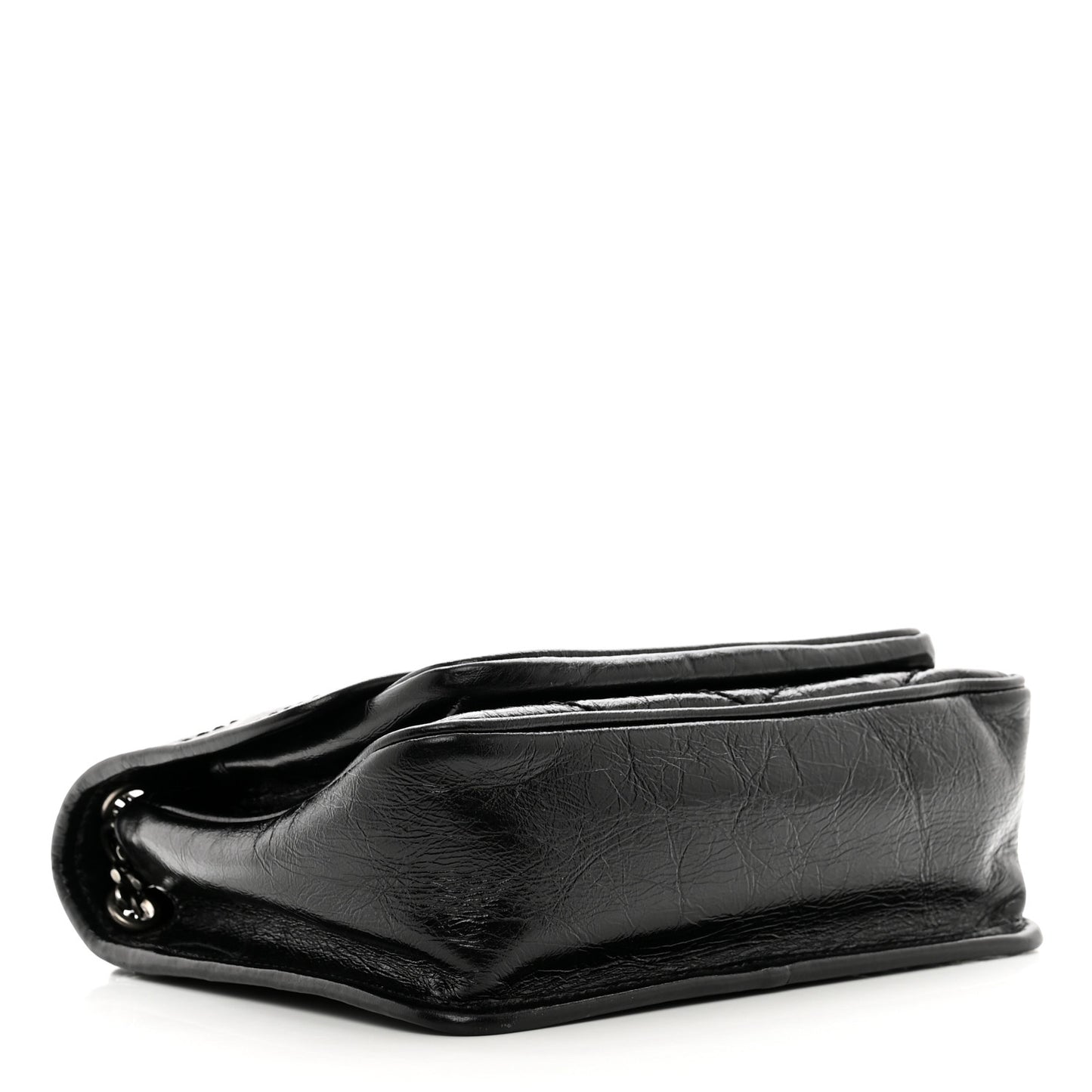 Crinkled Calfskin Matelasse Monogram Baby Niki Chain Satchel Black