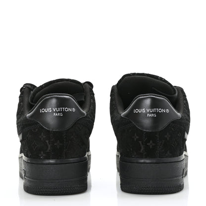 Louis Vuitton X NIKE AIR FORCE 1 Suede Calfskin Monogram Mens Low Top Sneakers 7 Black 5 of 10