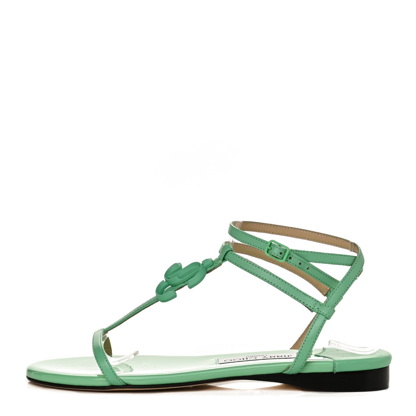 Nappa Patent Alodie Flat Sandals 39 Miami Mint
