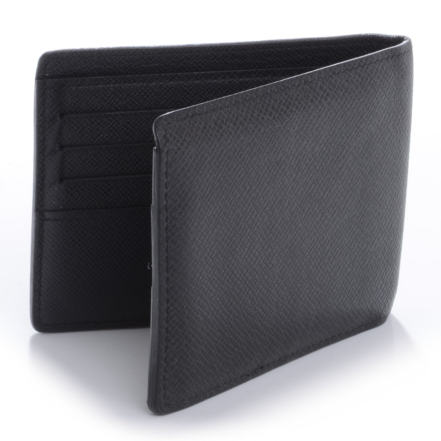 Louis Vuitton Taiga Mens Billfold Wallet 3 Flap Black 3 of 7