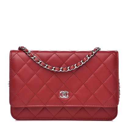 Chanel Lambskin Quilted Wallet On Chain WOC Red 1 of 12