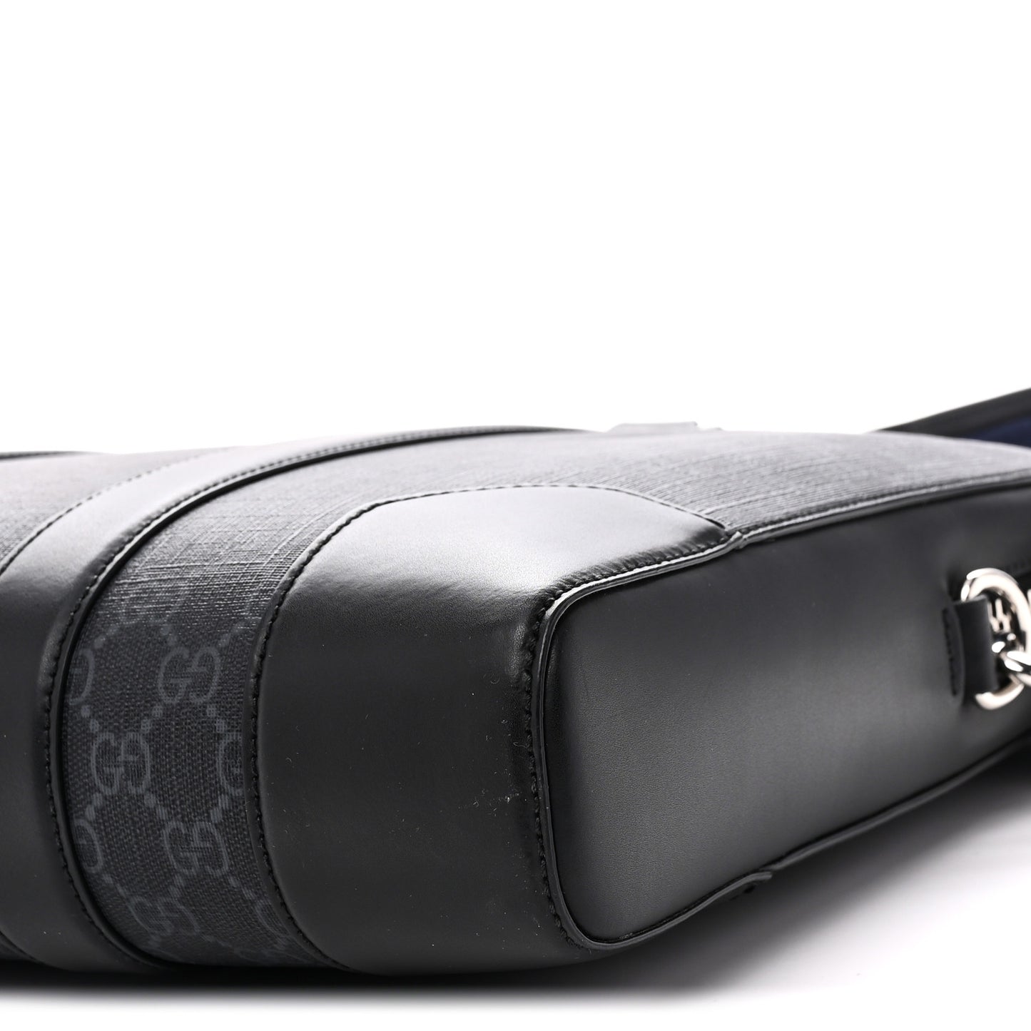 GG Supreme Monogram Appia Calfskin Web Briefcase Black