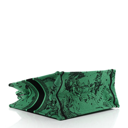 Christian Dior Canvas Embroidered Medium Zodiac Toile De Jouy Book Tote Green 4 of 10