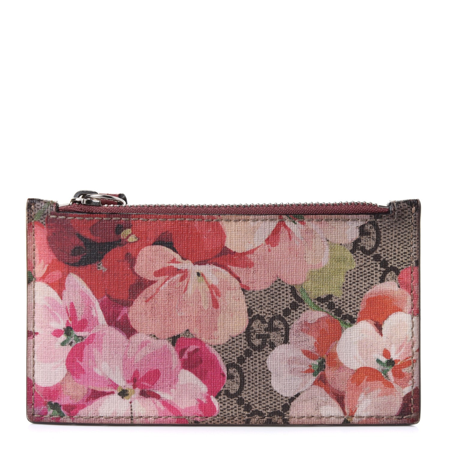 Gucci GG Supreme Monogram Blooms Coin Case Card Holder Beige Multicolor Dry Rose 1 of 8