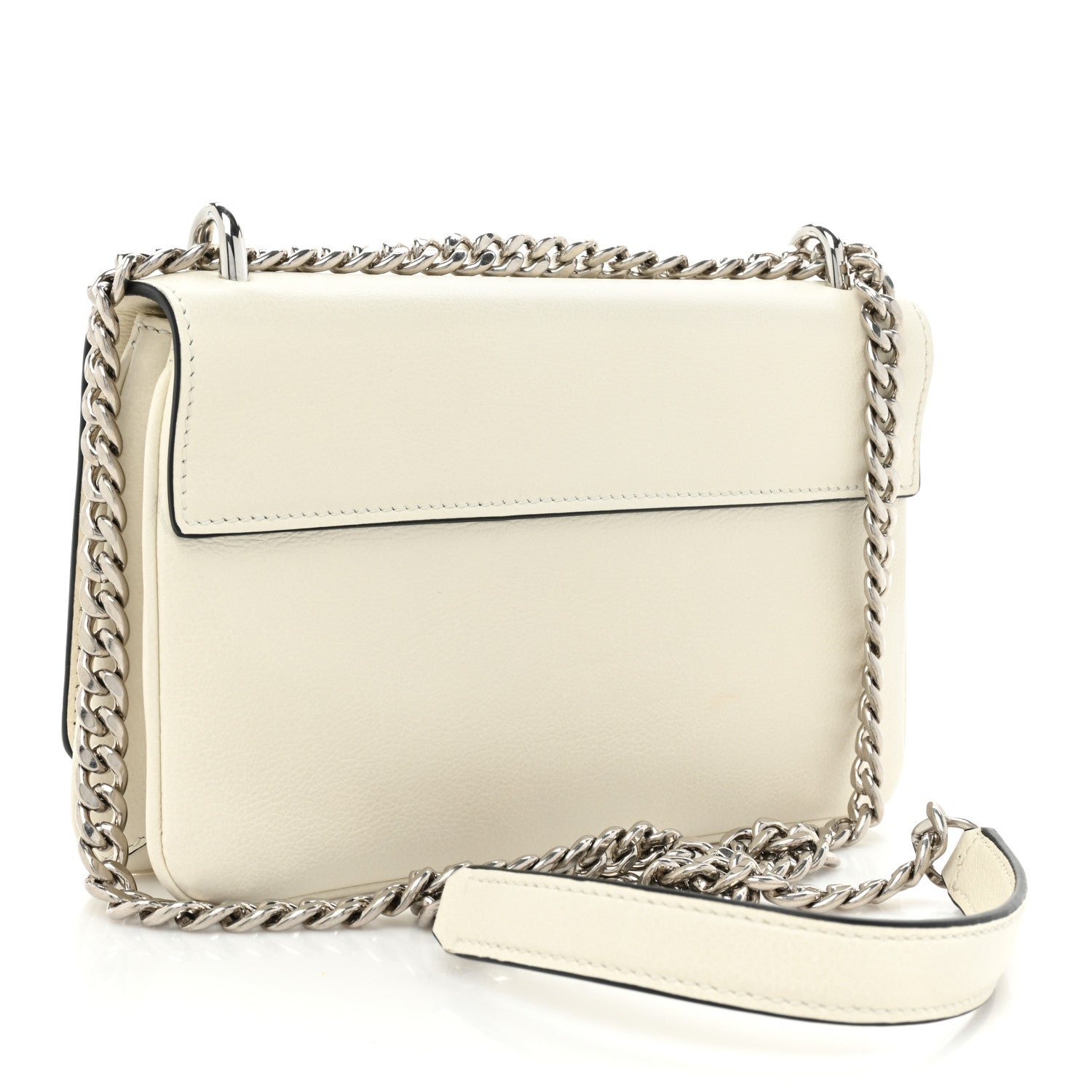 Prada Glace Calfskin Chain Crossbody Bag White 3 of 10