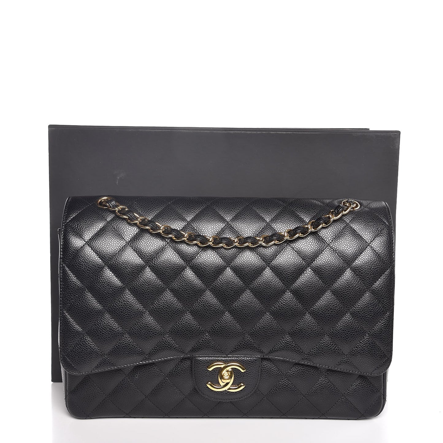 Caviar Quilted Maxi Double Flap Black