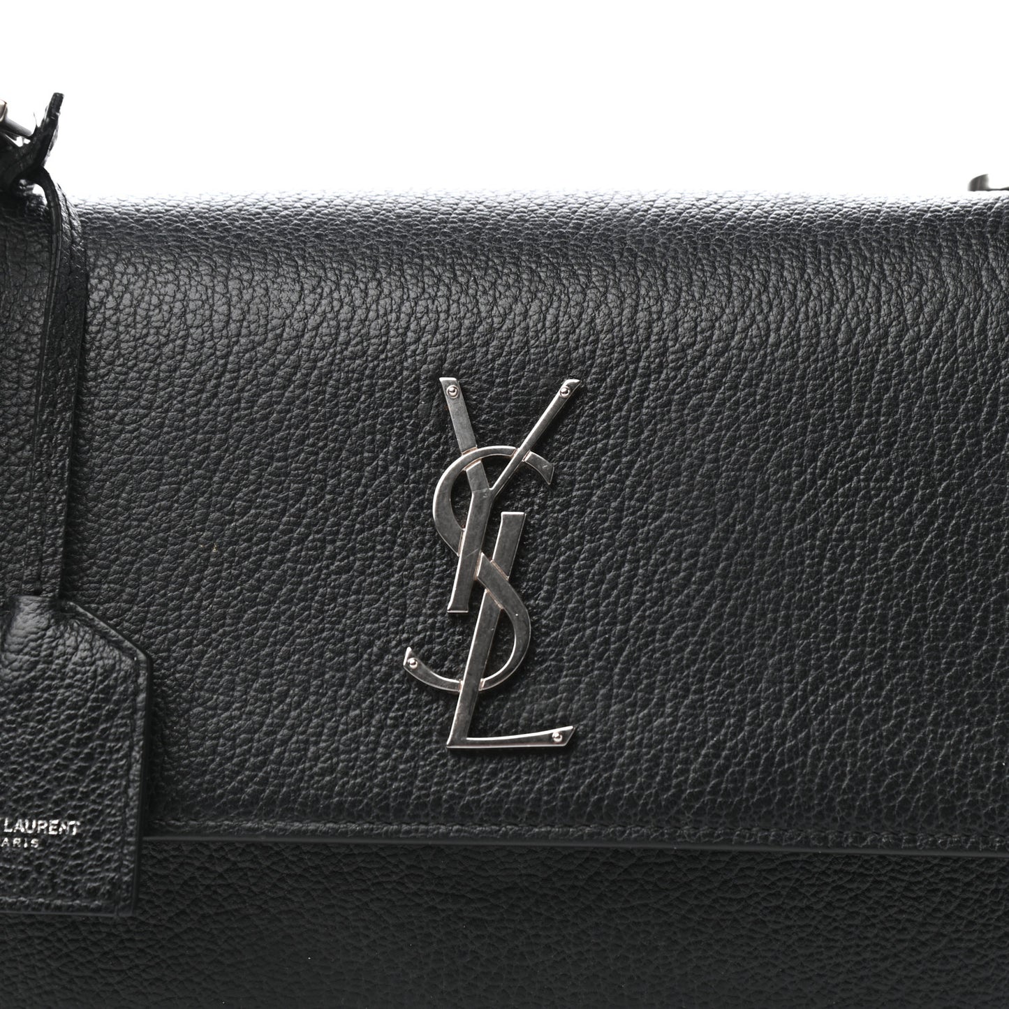 Grained Calfskin Medium Monogram Sunset Satchel Black