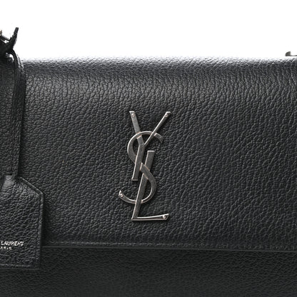 Saint Laurent Grained Calfskin Medium Monogram Sunset Satchel Black 10 of 10