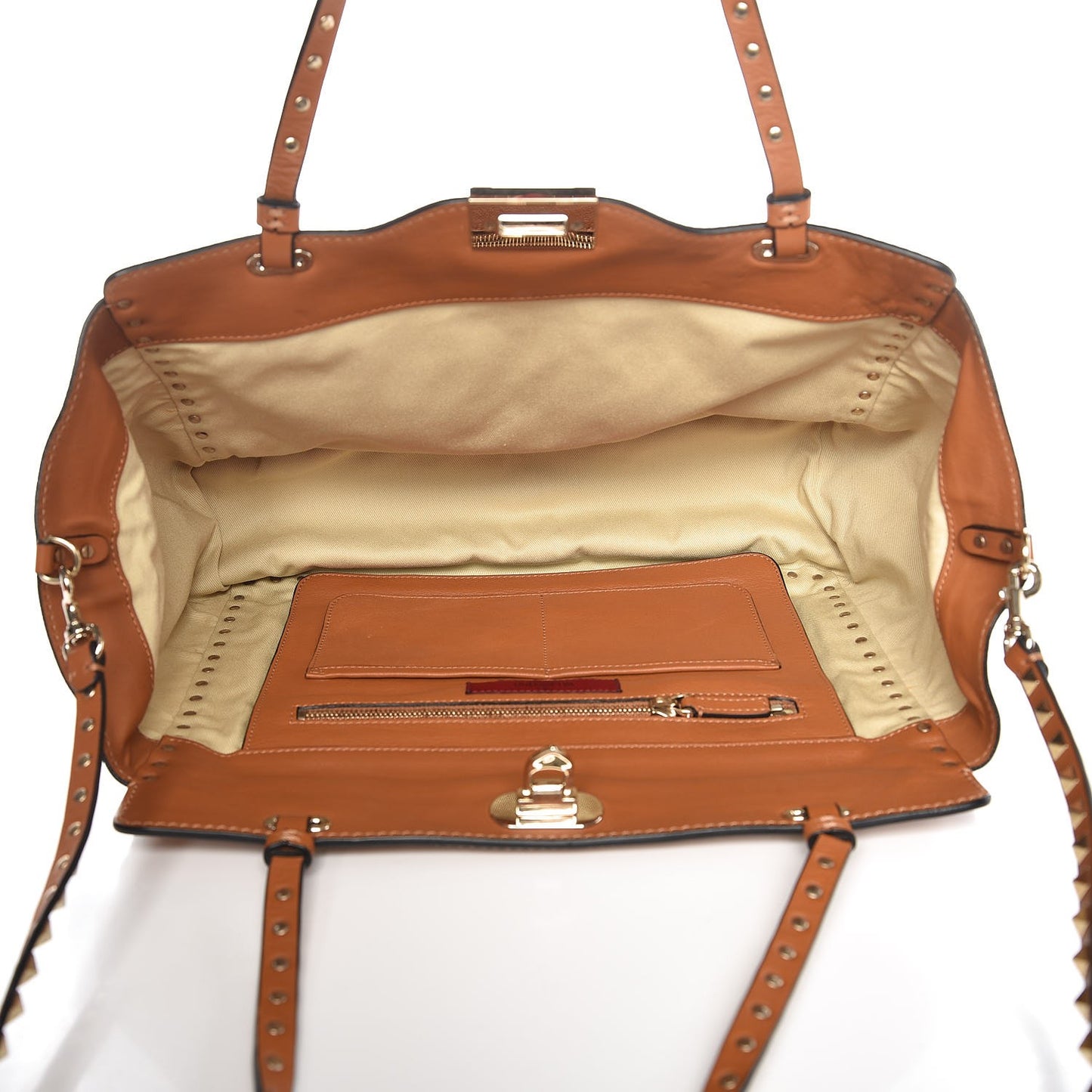 Calfskin Medium Rockstud Tote Light Cuir