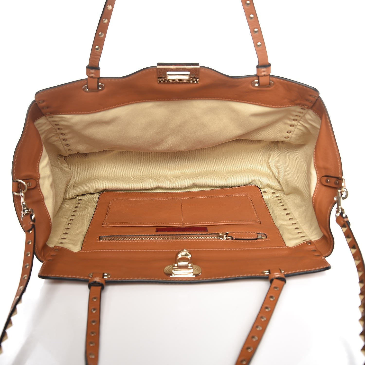 Valentino Garavani Calfskin Medium Rockstud Tote Light Cuir 5 of 9