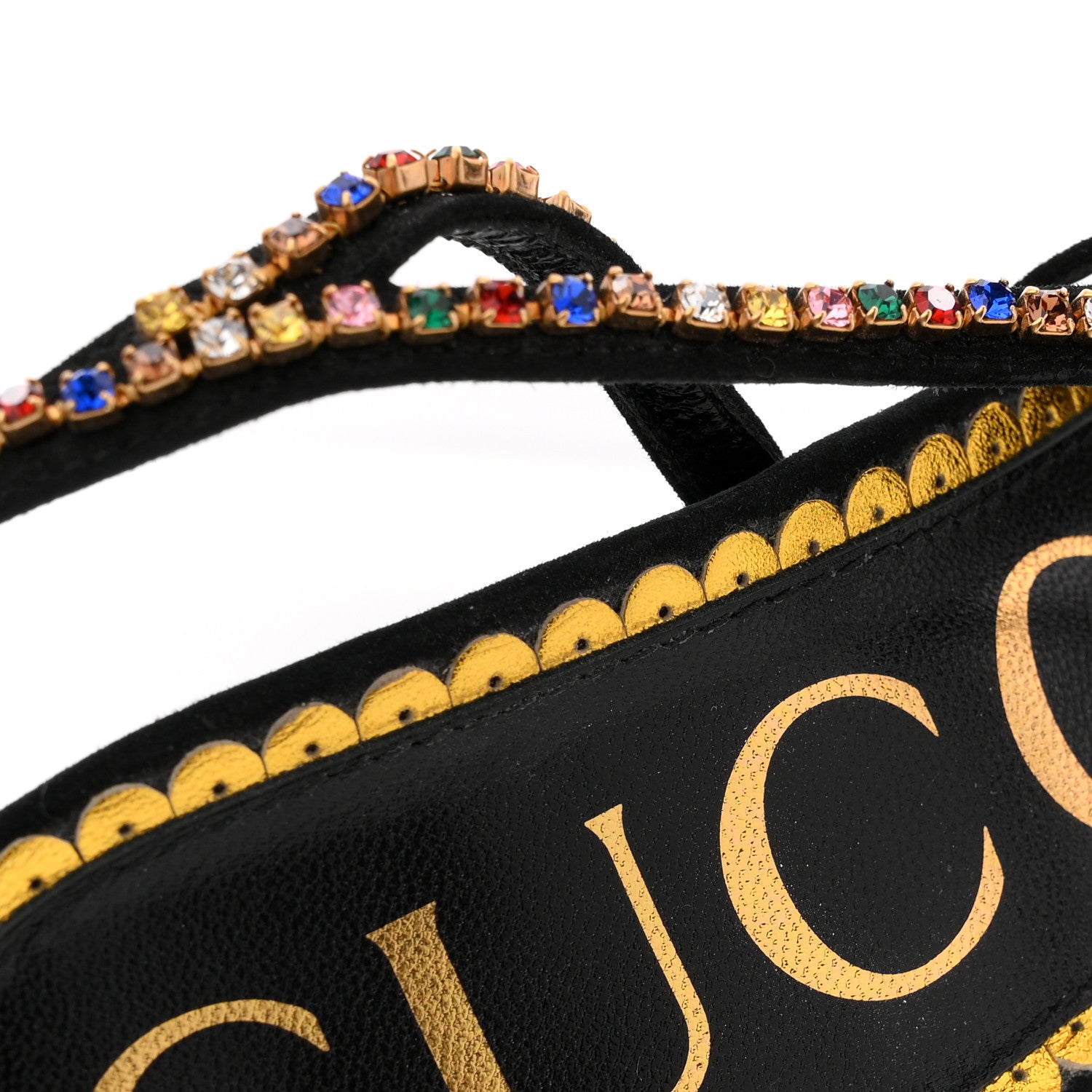 Gucci Kid Scamosciato Crystal Embellished Carmen High Heel Sandals 38 Black 8 of 9